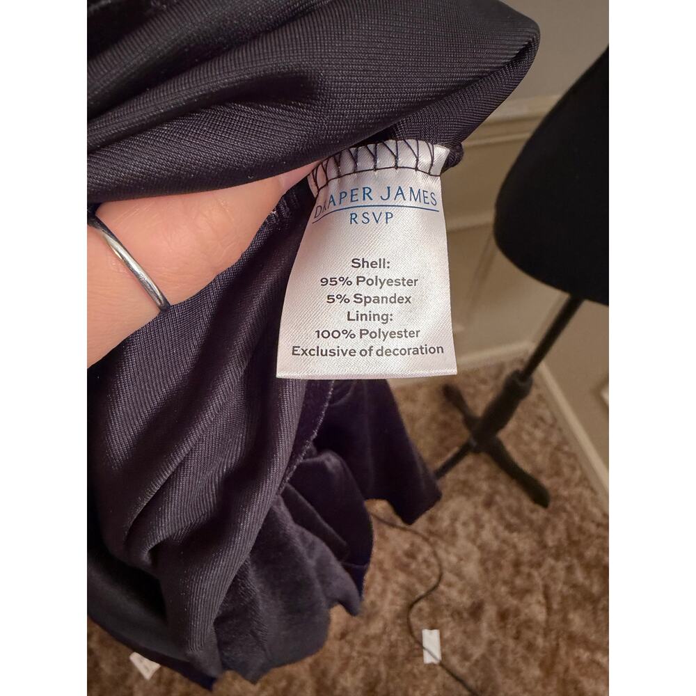 Draper James RSVP Black Velvet Smocked Puff Sleeve Midi Dress Style #KD7256V2 - Picture 6 of 6